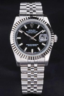 Rolex Datejust Silver Black 34mm Men Watch-RD3830