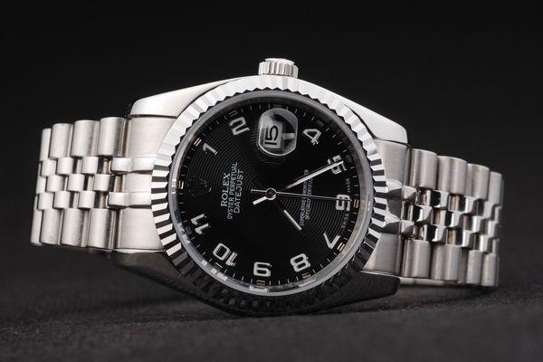 Rolex Datejust Silver Bezel Black Surface Watch-RD2393