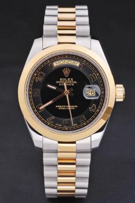 Rolex Day-Date Black Golden Stainless Steel Watch-RD2876