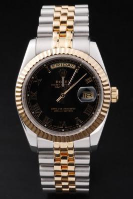 Rolex Day-Date Golden Black Surface Cutwork Watch-RD2444
