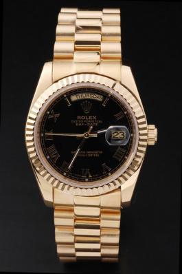 Rolex Day-Date Golden&Black Surface Round Cutwork Watch-RD2441