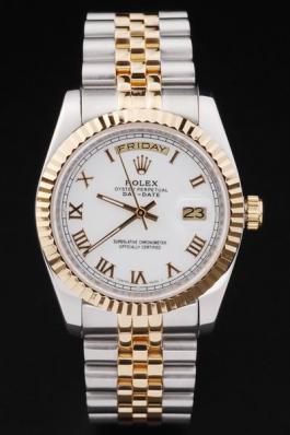 Rolex Day-Date Golden Cutwork White Watch-RD2447