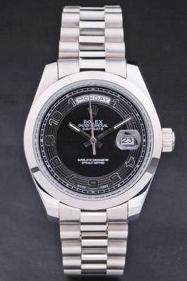 Rolex Day-Date Silver&Black Stainless Steel Watch-RD2905
