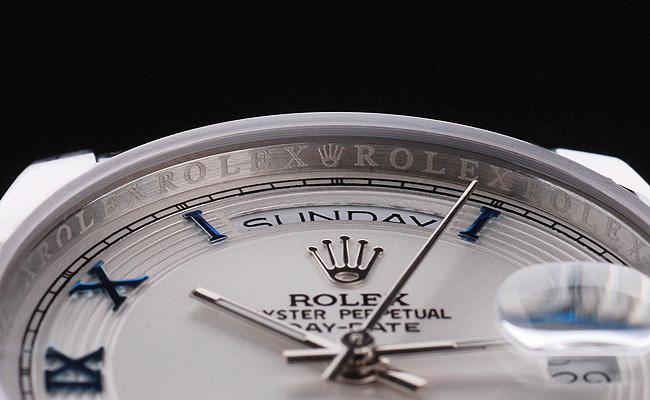 Rolex Day-Date Silver Cutwork White Surface Watch-RD3820