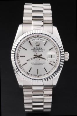 Rolex Day-Date Silver Cutwork White Watch-RD2448