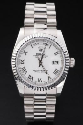 Rolex Day-Date Silver Cutwork White Watch-RD2450