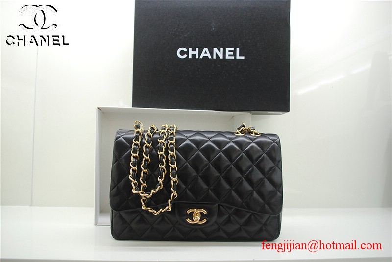 Chanel Jumbo Caviar Flap Bag 36076 Black gold chain