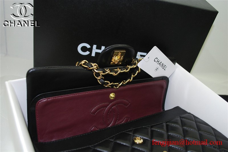 Chanel 2.55 Double Flap Gold Hardware A1112 Black