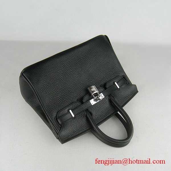 Hermes Birkin 25cm Togo Leather Handbag 6068 Black Silver Palladium hardware