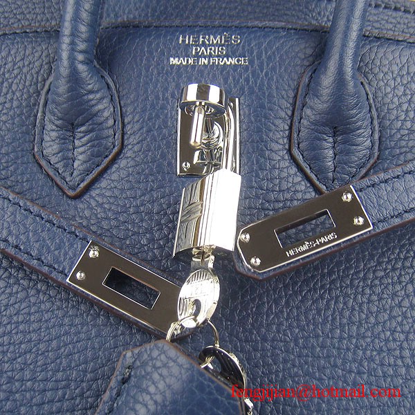 Hermes Birkin 25cm  Togo Leather Handbag 6068 Dark Blue Silver Palladium hardware