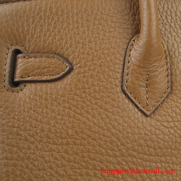 Hermes Birkin 25cm Embossed Leather Handbag 6068 Light Coffee Silver Palladium hardware