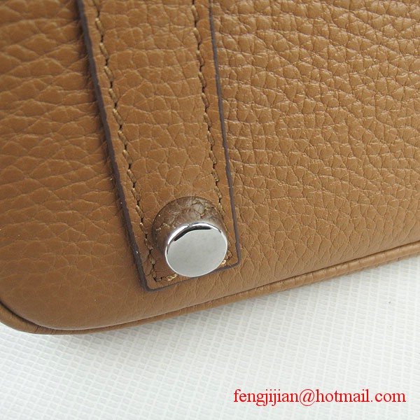 Hermes Birkin 25cm Embossed Leather Handbag 6068 Light Coffee Silver Palladium hardware