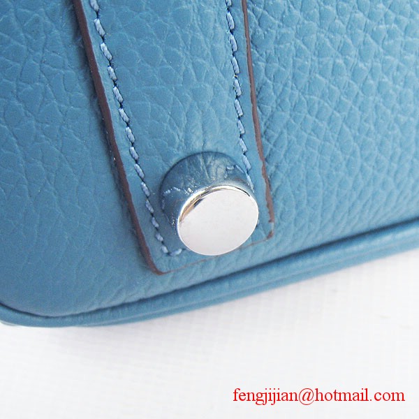 Hermes Birkin 25cm Togo Leather Bag 6068 Blue Silver Palladium hardware