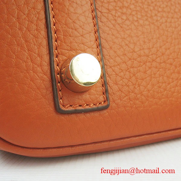 Hermes Birkin 25cm Embossed Leather Handbag 6068 Orange Gold Palladium Hardware 