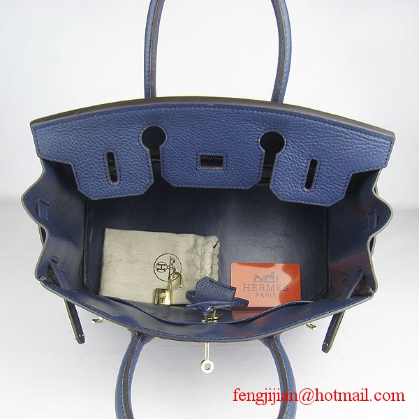 Hermes Birkin 30cm Togo Leather Bag Dark Blue 6088