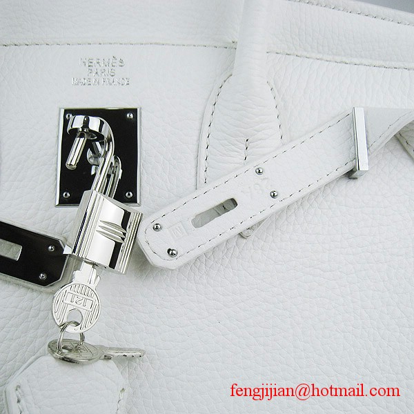 Hermes Birkin 30cm Togo Leather Bag White 6088