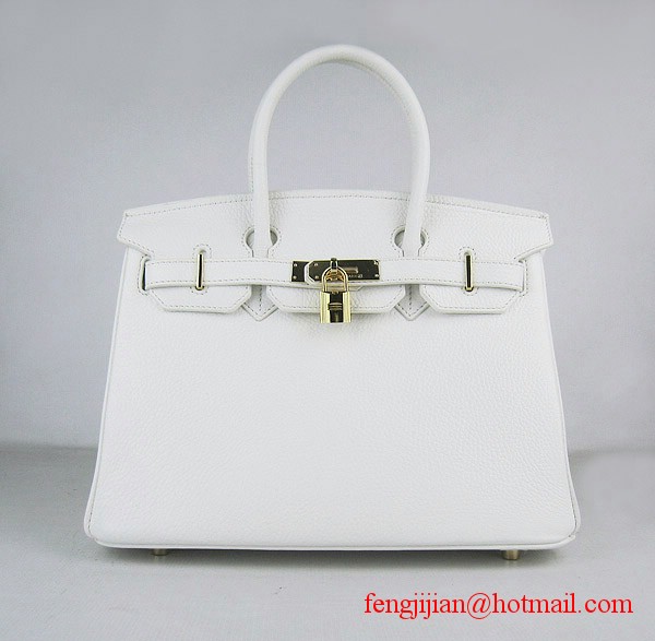 Hermes Birkin 30cm Togo Leather Bag White 6088