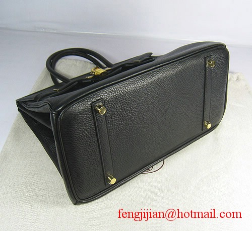 Hermes Birkin 35cm Embossed Veins Leather Bag Black 6089 Gold Hardware