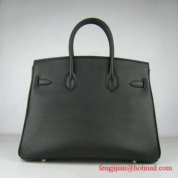Hermes Birkin 35cm Tendon Veins Leather Bag Black Gold Hardware