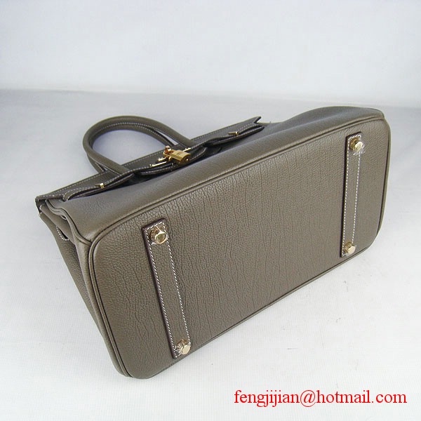 Hermes Birkin 35cm Tendon Veins Leather Bag Khaki Gold Hardware