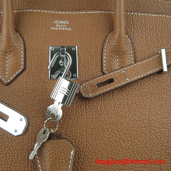 Hermes Birkin 35cm Tendon Veins Leather Bag Light Coffee Silver Hardware