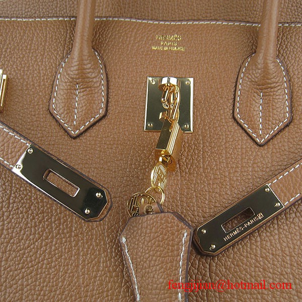 Hermes Birkin 35cm Tendon Veins Leather Bag Light Coffee Gold Hardware