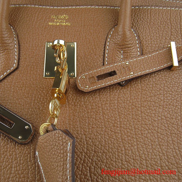 Hermes Birkin 35cm Tendon Veins Leather Bag Light Coffee Gold Hardware