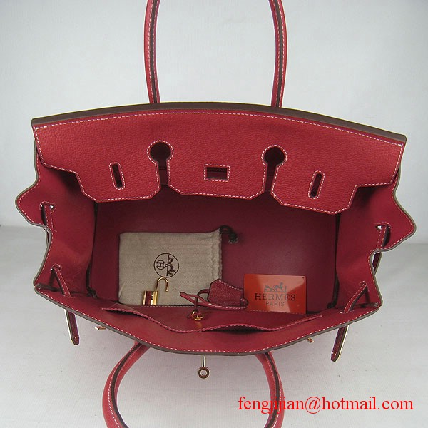 Hermes Birkin 35cm Tendon Veins Leather Bag Red Gold Hardware