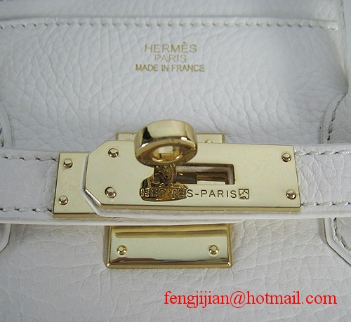 Hermes Birkin 35cm Embossed Veins Leather Bag White 6089 Gold Hardware
