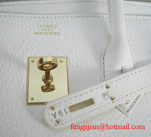 Hermes Birkin 35cm Embossed Veins Leather Bag White 6089 Gold Hardware