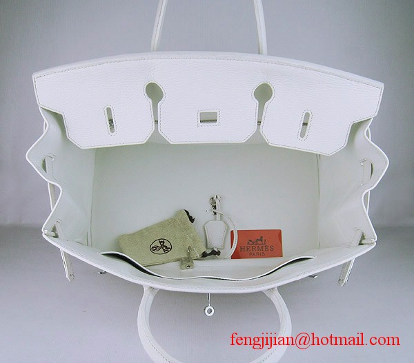 Hermes Birkin 40cm Togo Bag 6099 Light White silver padlock