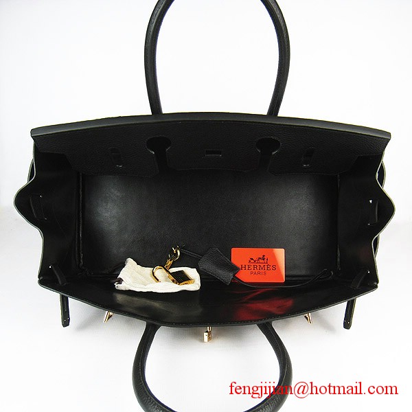 Hermes Birkin 42cm Togo Leather Bag 6109 Black gold padlock