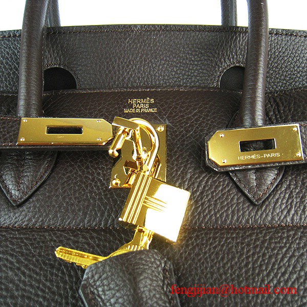 Hermes Birkin 42cm Togo Leather Bag 6109 gold padlock Dark Coffee