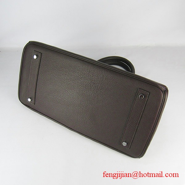 Hermes Birkin 42cm Togo Leather Bag 6109 Dark Coffee silver padlock