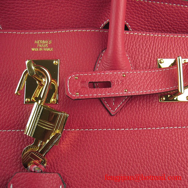 Hermes Birkin 42cm Togo Leather Bag 6109 Red gold padlock