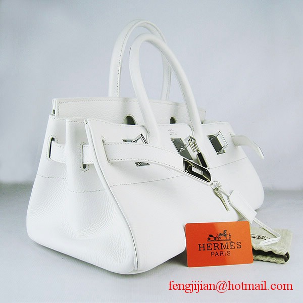 Hermes Birkin 42cm Togo Leather Bag 6109 White silver padlock