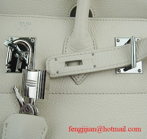 Hermes Birkin 42cm Togo Leather Bag Beige 6109 silver padlock