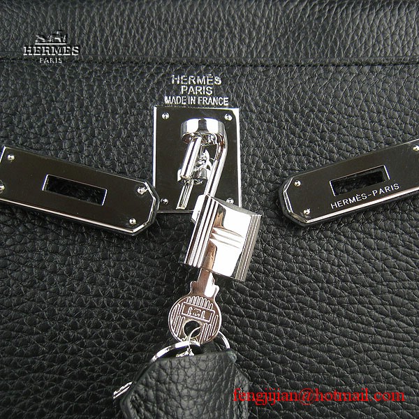 Hermes Kelly 32cm Togo Leather Bag Black 6108 Silver Hardware