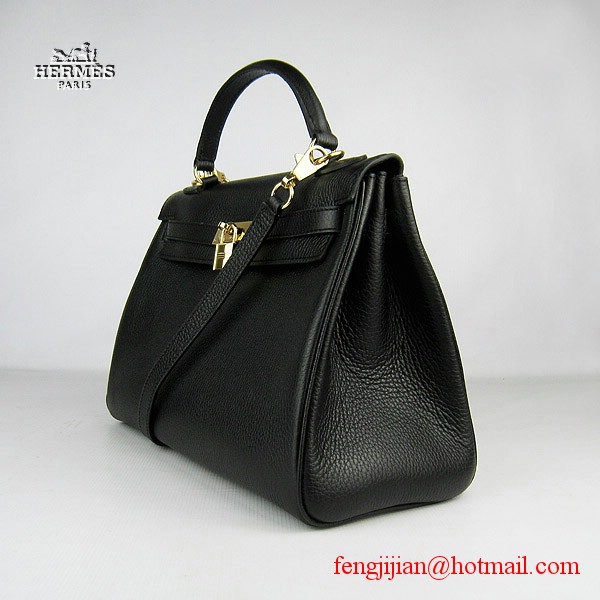 Hermes Kelly 32cm Togo Leather Bag Black 6108 Gold Hardware