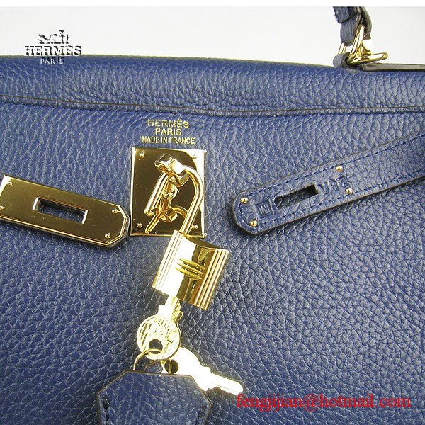 Hermes Kelly 32cm Togo Leather Bag Dark Blue 6108 Gold Hardware