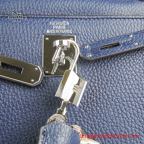 Hermes Kelly 32cm Togo Leather Bag Dark Blue 6108 Silver Hardware