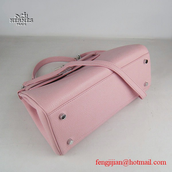 Hermes Kelly 32cm Togo Leather Bag Pink 6108 Silver Hardware