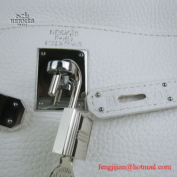 Hermes Kelly 32cm Togo Leather Bag White 6108 Silver Hardware