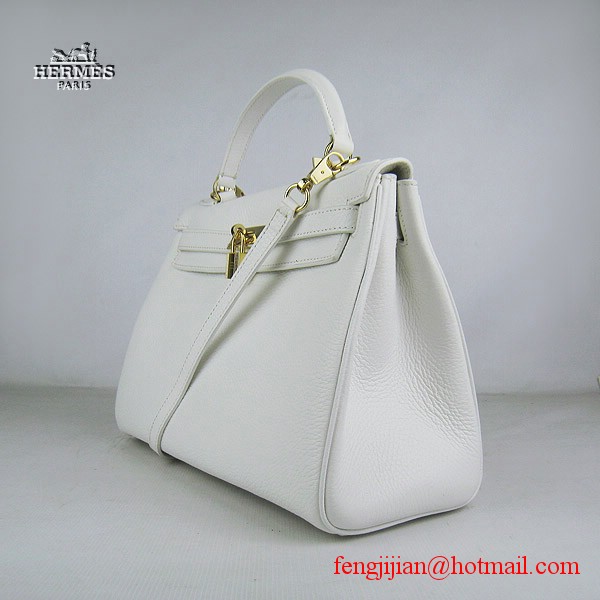 Hermes Kelly 32cm Togo Leather Bag White 6108 Gold Hardware