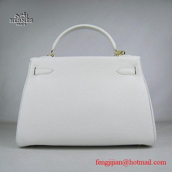 Hermes Kelly 32cm Togo Leather Bag White 6108 Gold Hardware