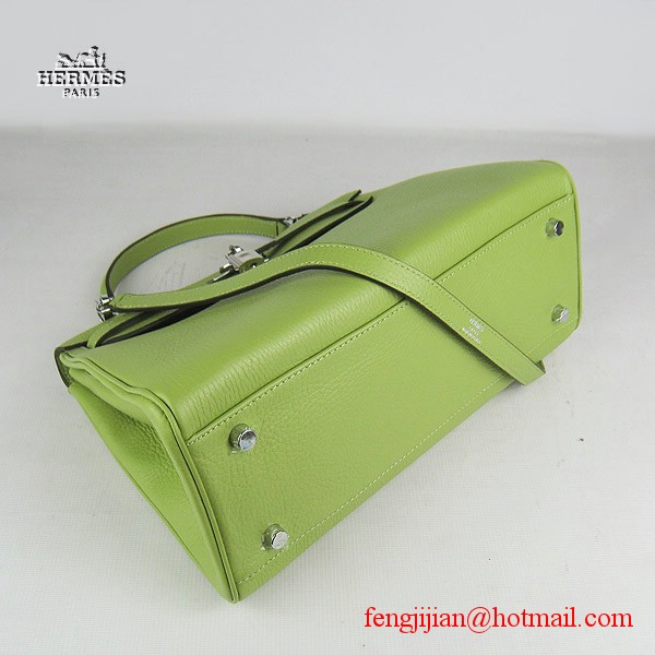 Hermes Kelly 32cm Togo Leather Bag Green 6108 Silver Hardware