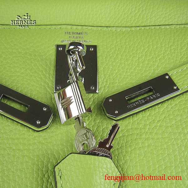 Hermes Kelly 32cm Togo Leather Bag Green 6108 Silver Hardware