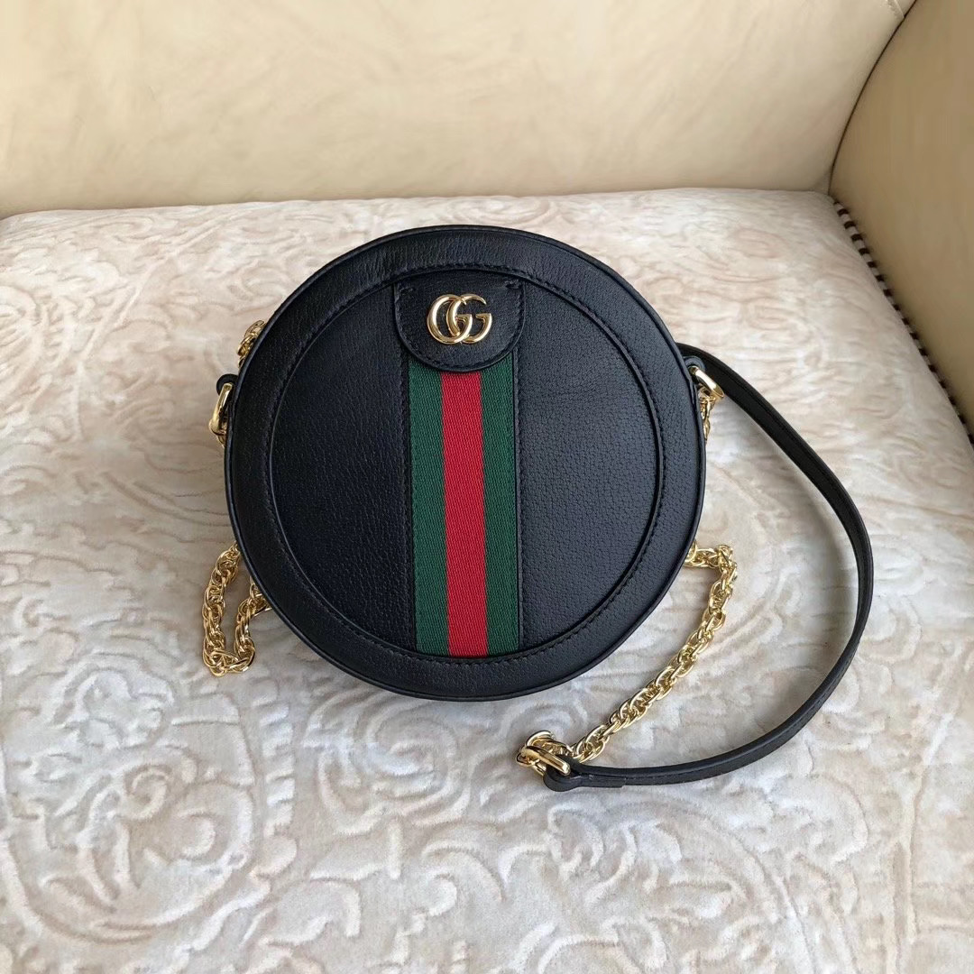 Gucci Ophidia mini round shoulder original leather bag 550618 Black