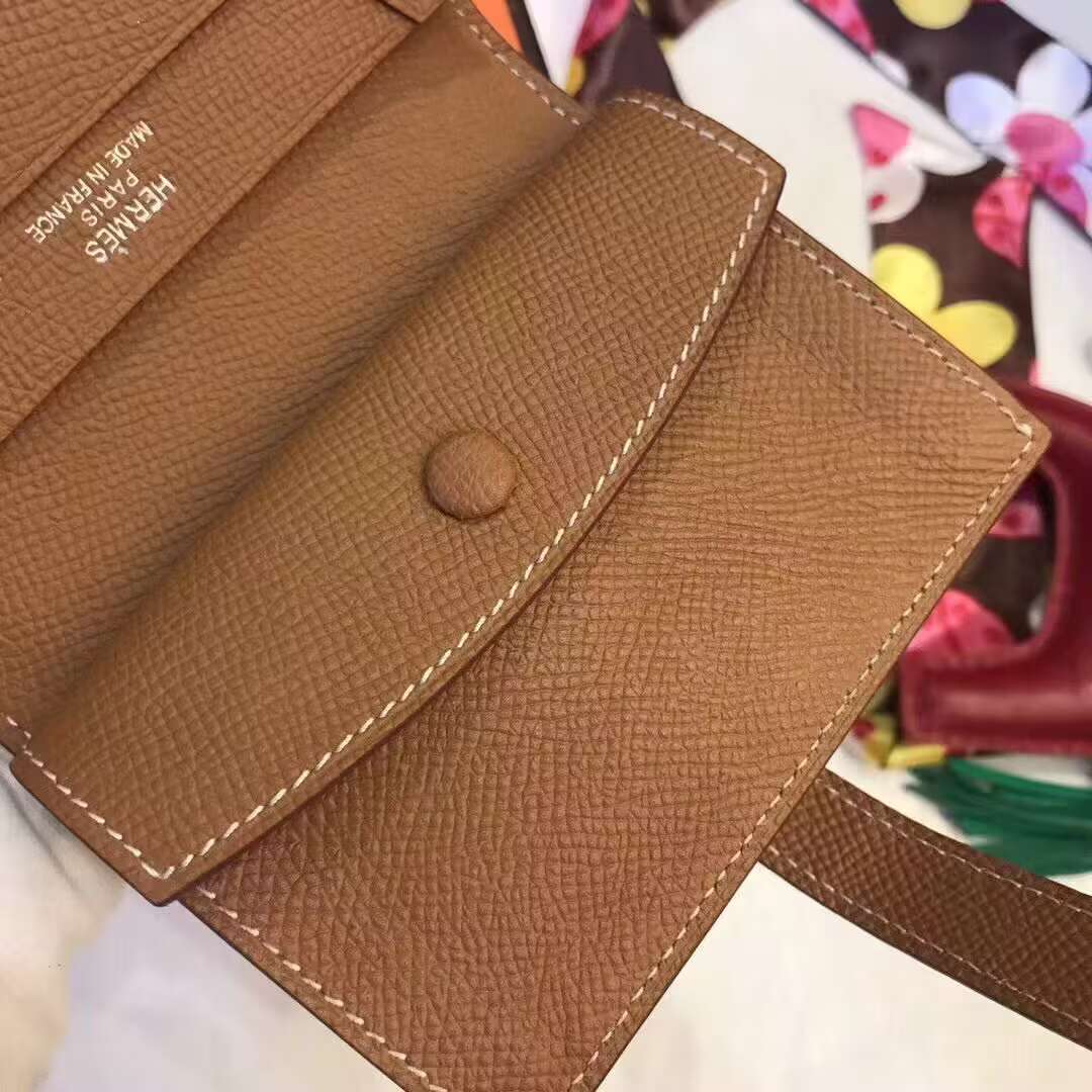 Hermes Bastia Epsom card case H2238 Brown
