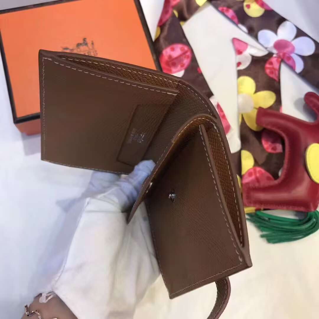 Hermes Bastia Epsom card case H2238 Brown